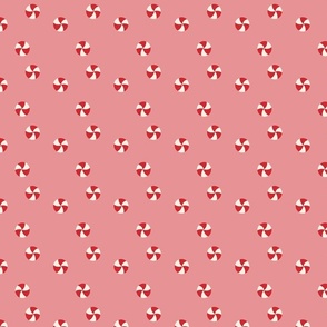 Peppermint Swirls in Red and White Scattered Randomly on Pink