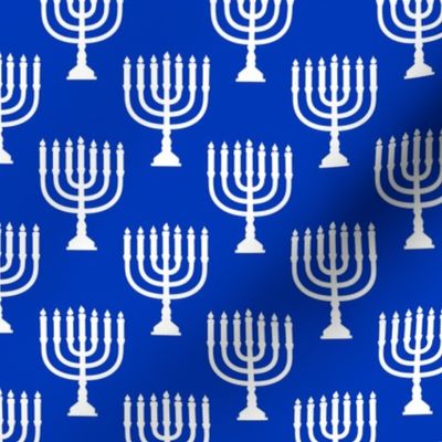 Temple Hebrew Menorah Israel Flag Blue and White