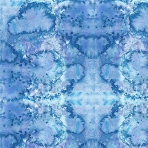Shades of Blue Liquid Paint - Watercolor Rain Painting Mirror Pattern