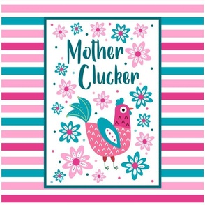 14x18 Panel Mother Clucker Chicken Mom on White for DIY Garden Flag Small Wall Hanging or Tea Towel