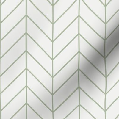 Chevron Pattern -  Sage Green on White