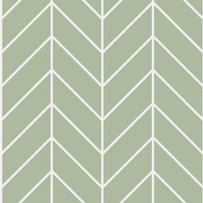 Chevron Pattern -  White on Sage Green