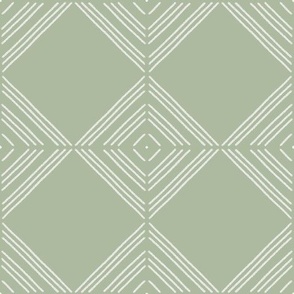 Rustic Tile 2B - Sage Green and White