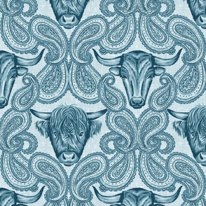 Paisley Cows - 12" large - blues 