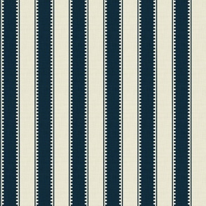 Retro Victorian Stripe - Large - Navy, Cream