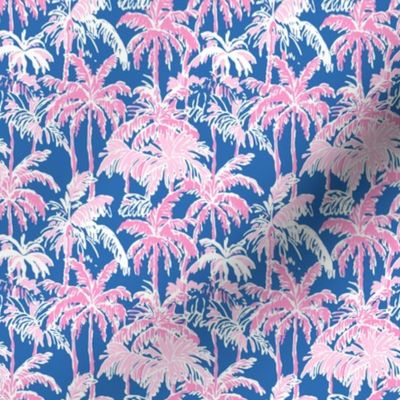 Preppy Barbiecore Palm Trees Blue Pink - XS Scale