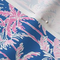 Preppy Barbiecore Palm Trees Blue Pink - Small Scale
