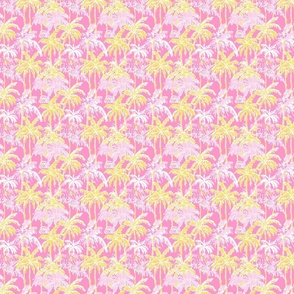Preppy Barbiecore Palm Trees Pink Yellow - XS Scale