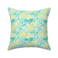 Preppy Barbiecore Palm Trees Mint Yellow - Small Scale