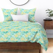 Preppy Barbiecore Palm Trees Mint Yellow - Large Scale