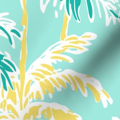 Preppy Barbiecore Palm Trees Mint Yellow - XL Scale