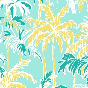 Preppy Barbiecore Palm Trees Mint Yellow - XL Scale