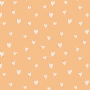 Tiny hand drawn hearts in orange small scale 8x8
