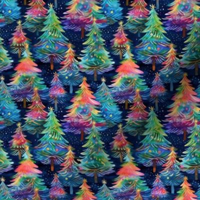 Rainbow Watercolor Christmas Trees - XS Scale 