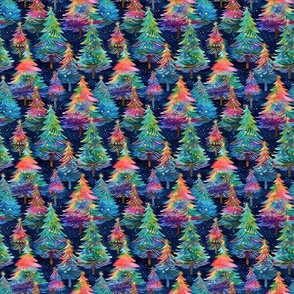 Rainbow Watercolor Christmas Trees - Small Scale 