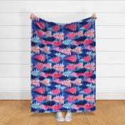 Bright Pink and Blue Watercolor Christmas Trees Rotated- XL Scale