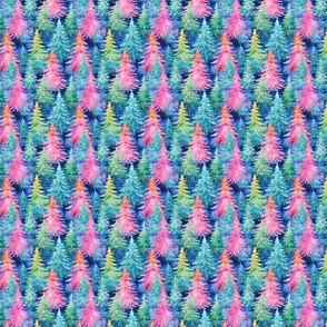 Preppy Rainbow Watercolor Christmas Trees - XS Scale