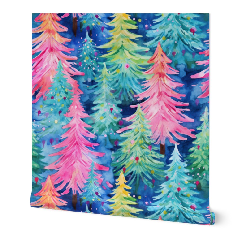 Preppy Rainbow Watercolor Christmas Trees - XL Scale