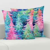 Preppy Rainbow Watercolor Christmas Trees - XL Scale