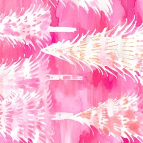 Pink Watercolor Christmas Trees Rotated - XL SCale
