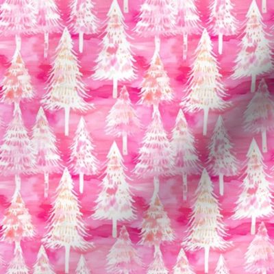 Pink Watercolor Christmas Trees - XS SCale