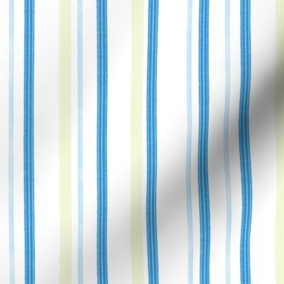 Blue and white stripe, Boys room,  vertical stripes, celery green, Small Scale