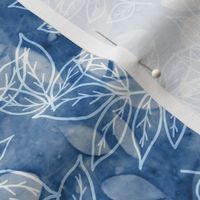 Med Baptisia and Wisteria Leaf Sunprints with Wisteria Outlines Shades of Aegean Blue