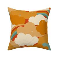 Retro Rainbow Clouds - Tangerine