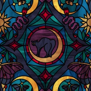 Jewel Toned Whimsigothic Stained Glass Pattern