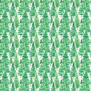 Green Watercolor Pine Trees - XS Scale