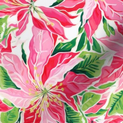 Watercolor Red Poinsettia Christmas Floral Rotated - Large Scale