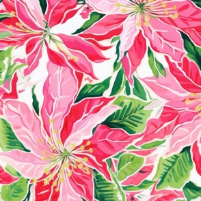 Watercolor Red Poinsettia Christmas Floral Rotated - XL Scale