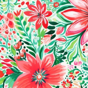 Preppy Christmas Watercolor Floral 1 Rotated - XL Scale