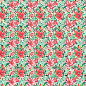 Preppy Christmas Watercolor Floral 1 - XS Scale