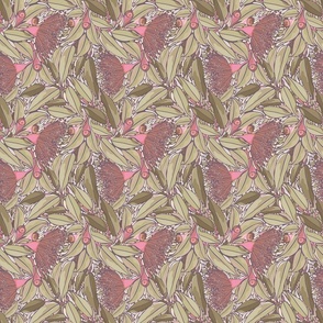 Spring Eucalyptus Wildflower Pattern - Soft Green and Pink Palette