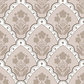 Block Flowers Scallop Fawn
