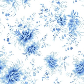 Blue Peony on White Background