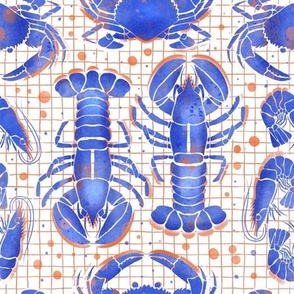 seafood on the net - Frutti di mare collection - fun and bright cobalt blue and orange
