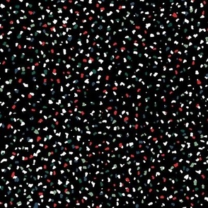 Christmas  retro boho speckles - abstract minimalist sprinkles and spots red green teal white on black