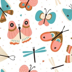 Super cute design with hand drawn butterflies in a pastel colours