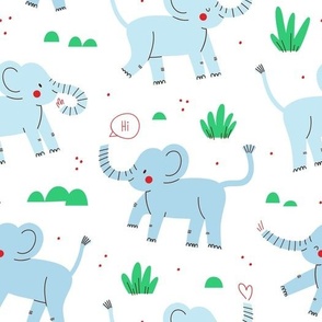 Cute baby elephants illustrated design for kids