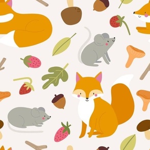 Cute illustrated design with forest animals, animals characters 