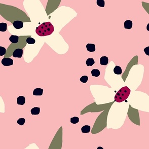 Beautiful bold flowers design in pastel pink colour