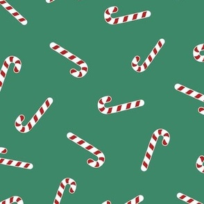 Christmas Candy canes on green 10x10