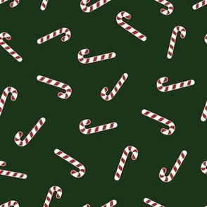 Christmas candy canes on dark green 8x8