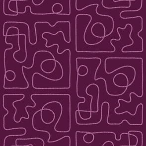 Squiggle Tiles in Plum (abstract doodle pattern)