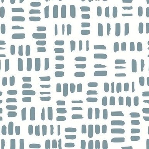 Geometric Brush Strokes | Small Scale | Teal Blue, off white | multidirectional
