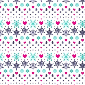 Fairisle Snowflakes - MEDIUM - Multi Pink Aqua Blue