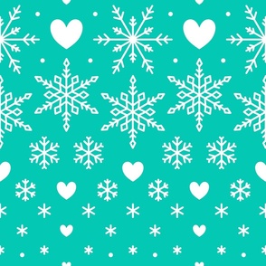 Fairisle Snowflakes - LARGE - Aqua Blue Green