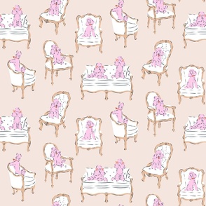 Pink Poodles in French Chairs